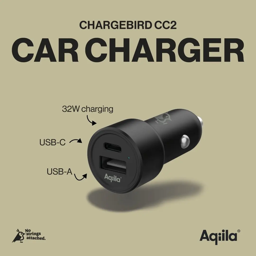 Aqiila Chargebird CC2 406040 USB-C/USB-A Lader - 2x 32W - Zwart