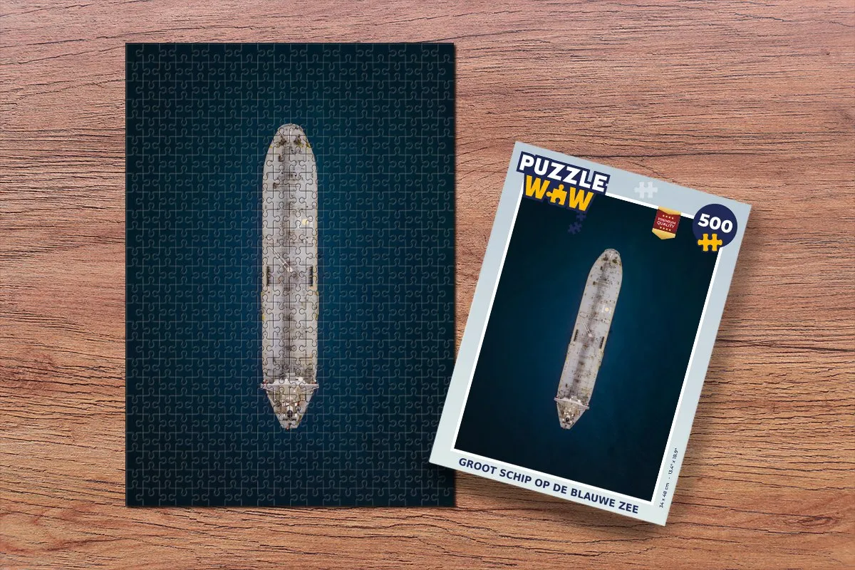 PuzzleWow Legpuzzel Groot Schip op de Blauwe Zee 500 Stuks - Multicolor