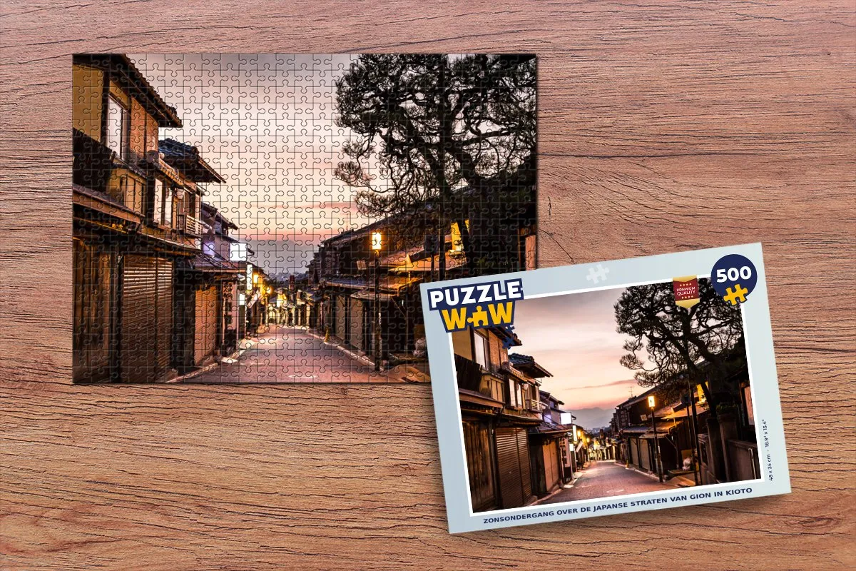 PuzzleWow Legpuzzel Zonsondergang Gion Kioto 500 Stuks - Multicolor