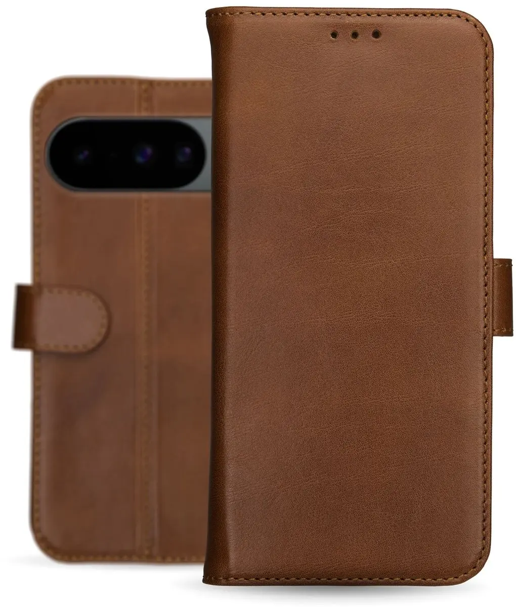 Rosso Deluxe Echt Leer Hoesje 214848 - Google Pixel 10/10 Pro - 3 Pasjes - Bruin