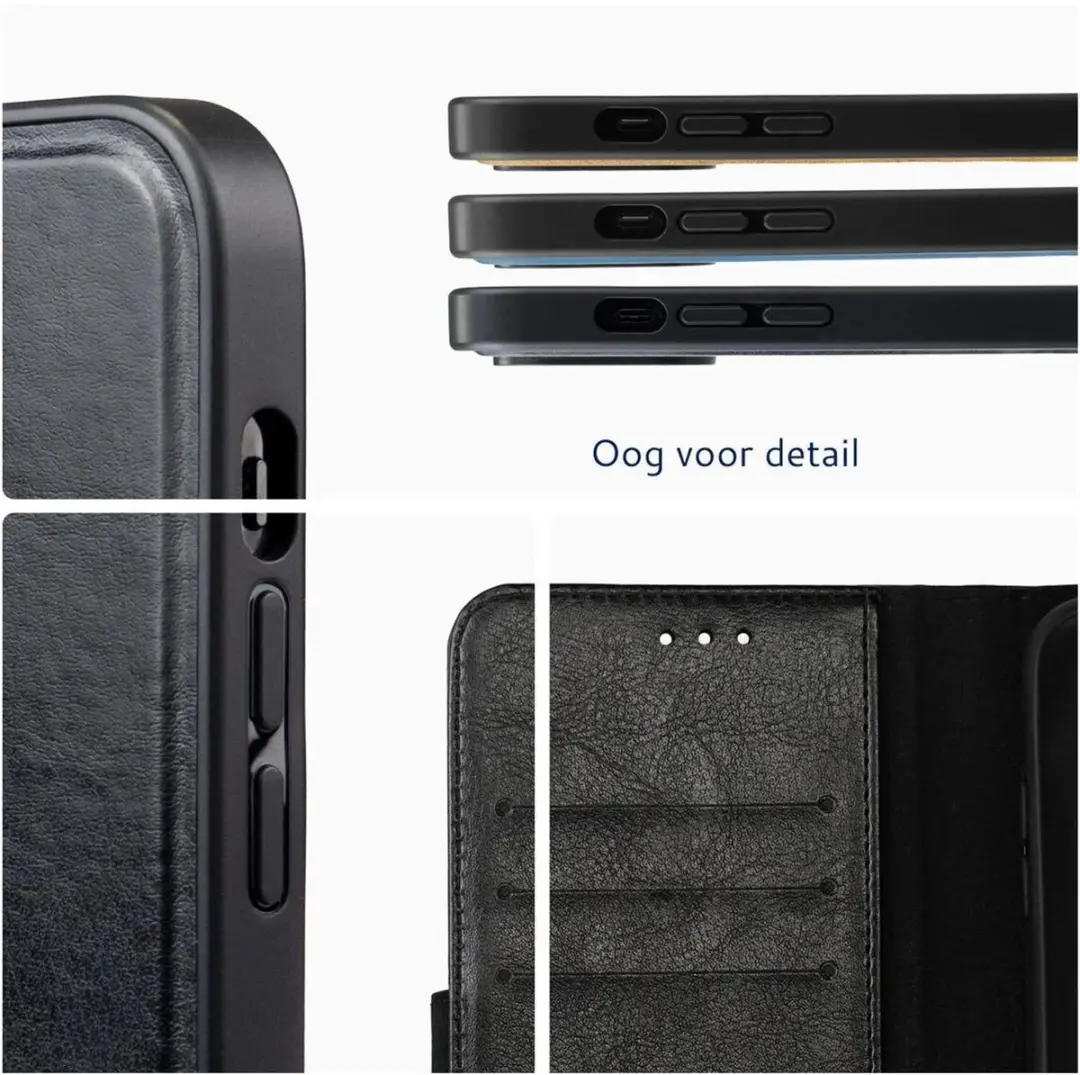 Rosso Element iPhone 16/17 Hoesje 2-in-1 Portemonnee - 3 Pasjes - Zwart