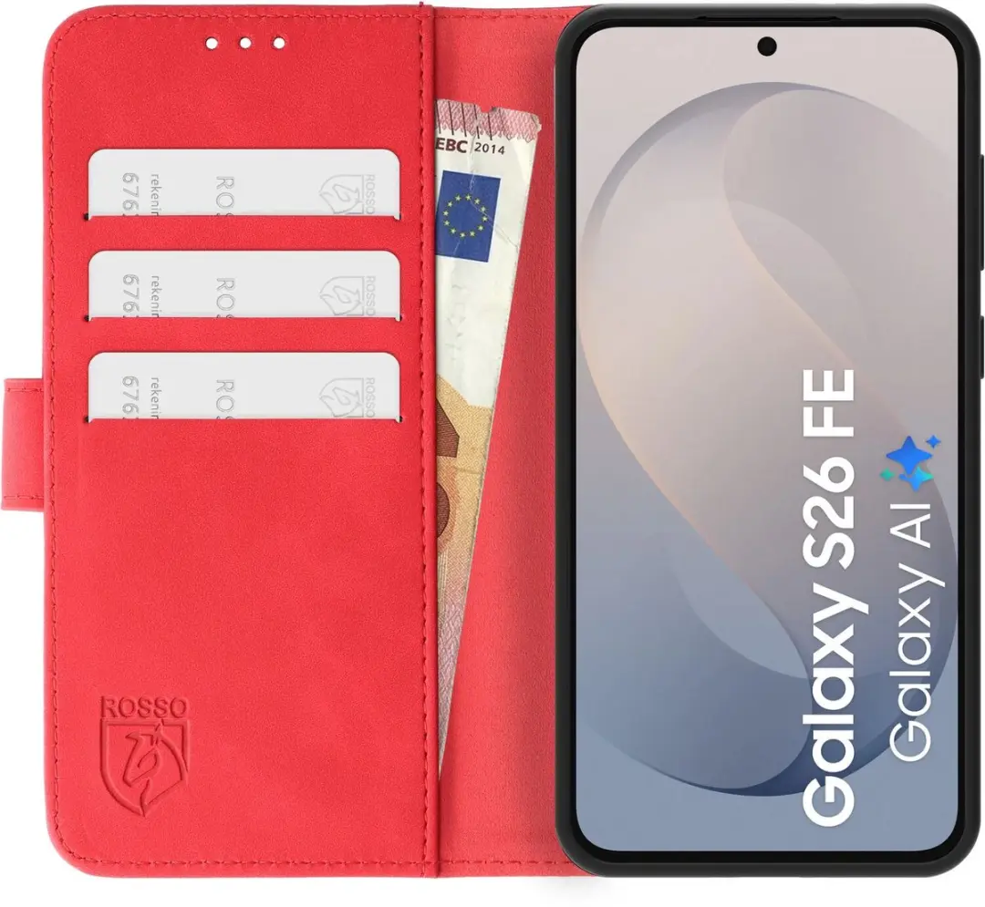 Rosso Element Wallet Book Case S26 FE - 3 Pasjes - Rood