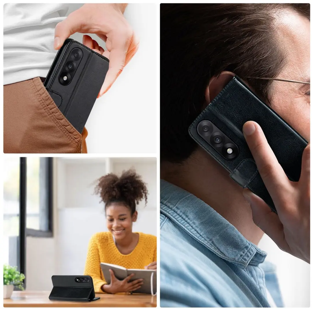 Rosso Element Wallet Book Case OnePlus Nord 5 - 3 Pasjes - Zwart