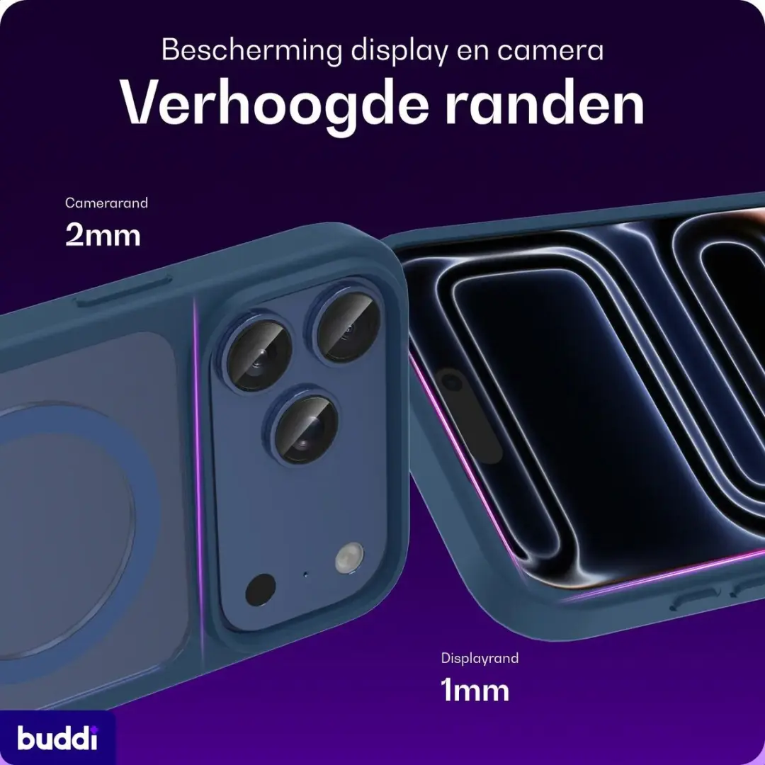 Buddi Frost Hoesje iPhone 17 Pro - Donkerblauw - MagSafe