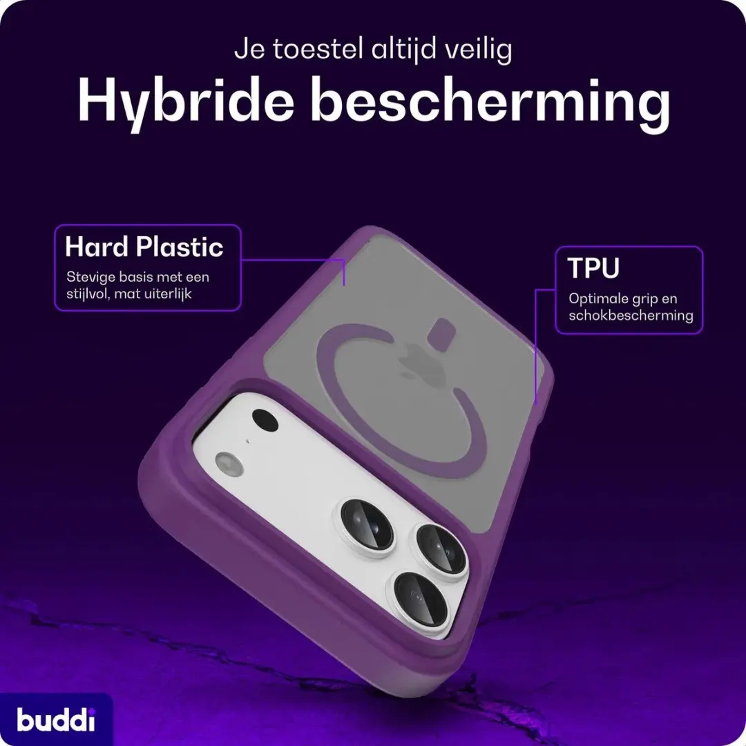 Buddi Frost Hoesje iPhone 17 Pro - Paars - MagSafe