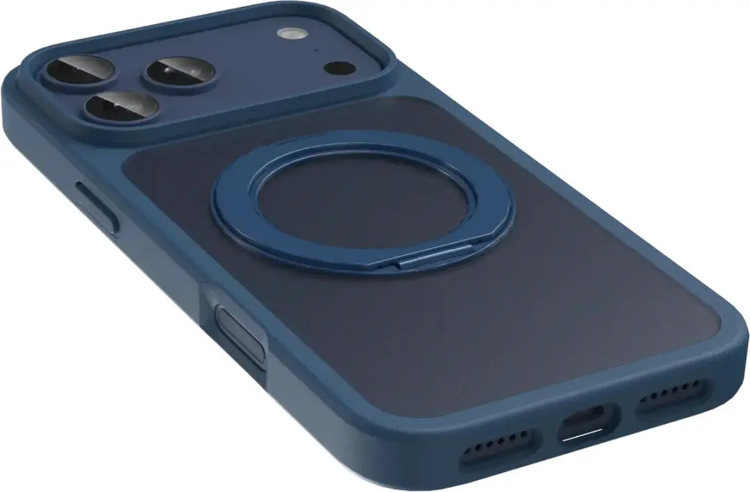 Buddi Frost Hoesje iPhone 17 Pro - Donkerblauw - MagSafe - 360° Stand