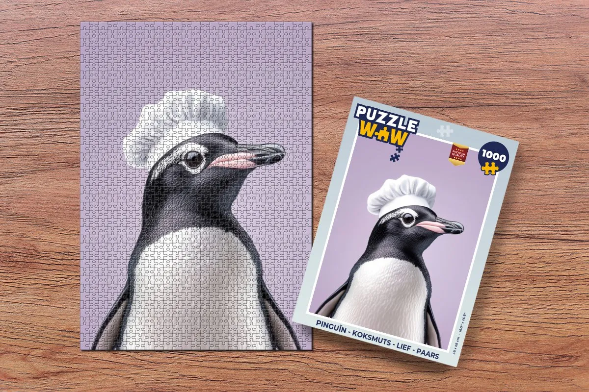 PuzzleWow Puzzel Pinguïn Koksmuts - 1000 Stuks - Paars