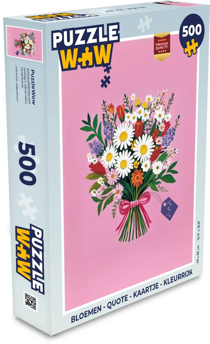 PuzzleWow Bloemen Quote Kaartje Legpuzzel 500 Stuks - Roze