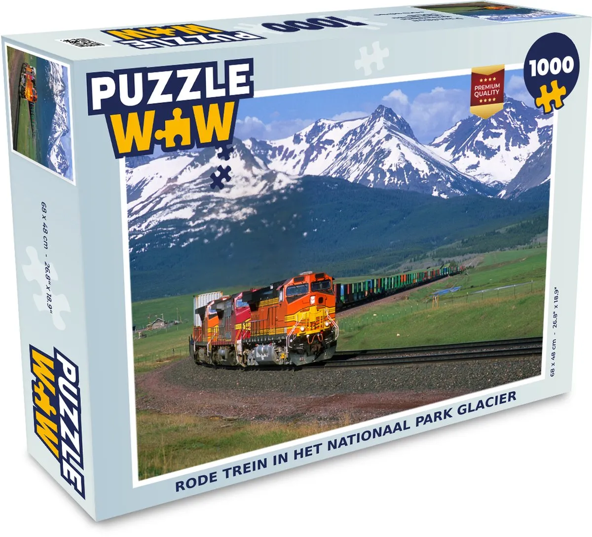 PuzzleWow Legpuzzel Rode trein Nationaal Park Glacier 1000 Stuks - Multicolor