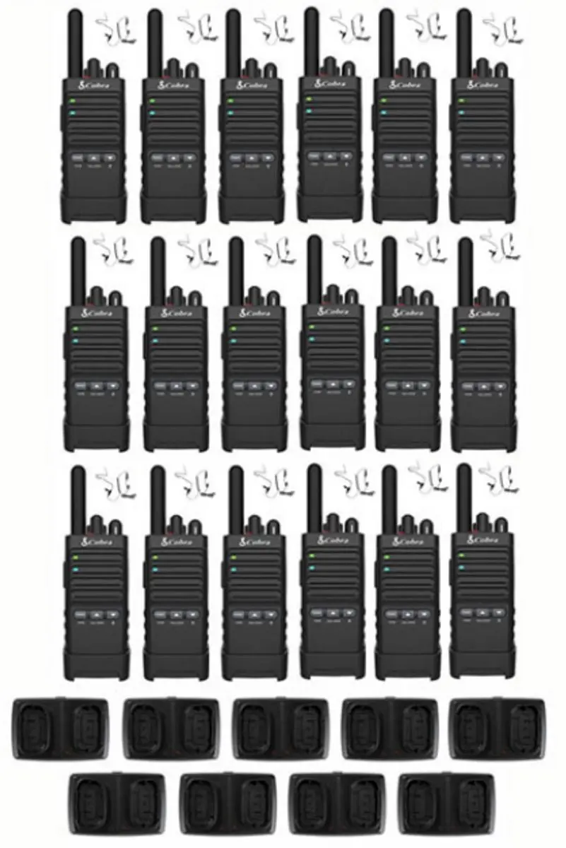 Set van 18 Cobra PX650 UHF PMR446 portofoons met beveiliging oortje