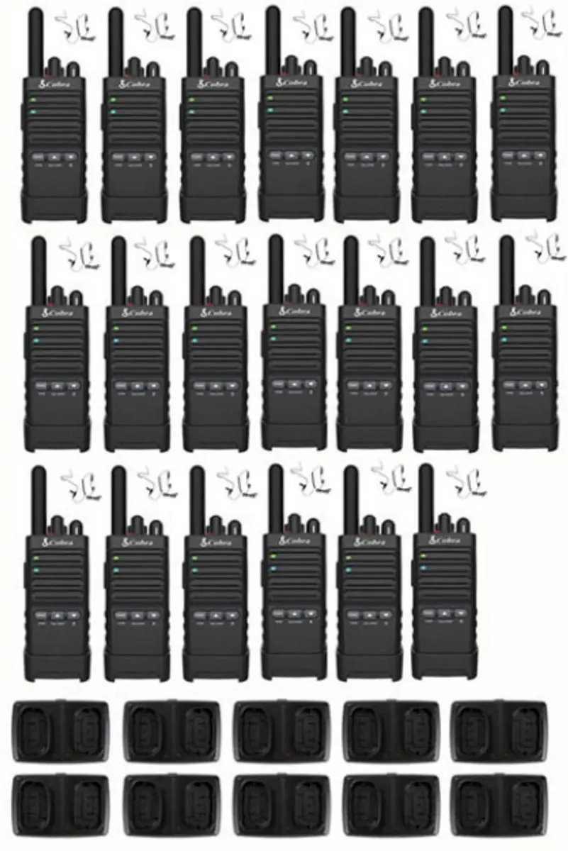 Set van 20 Cobra PX650 UHF PMR446 portofoons met beveiliging oortje