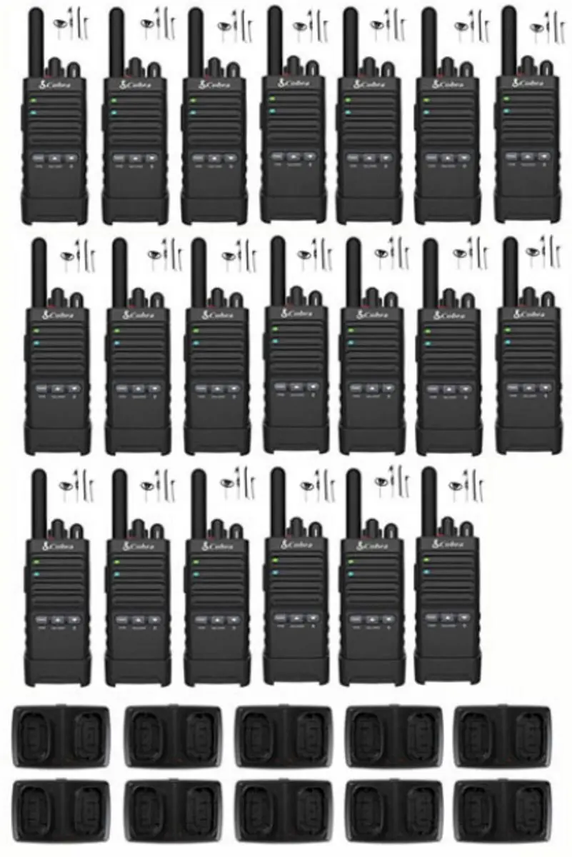 Set van 20 Cobra PX650 UHF PMR446 portofoons met D-shape oortje
