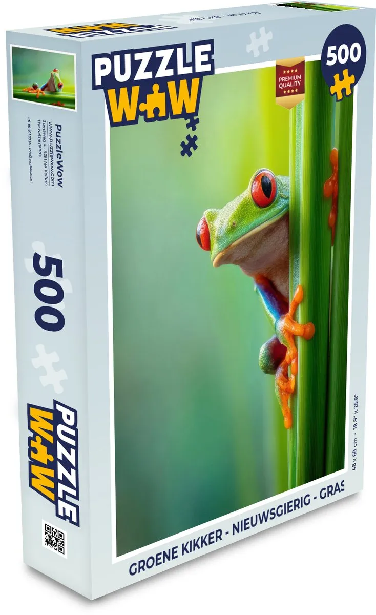 PuzzleWow Groene Kikker Legpuzzel 500 Stuks