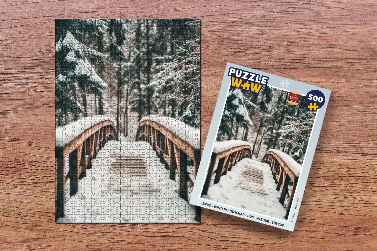 PuzzleWow Brug Winterlandschap Legpuzzel 500 Stuks - 8721166824911
