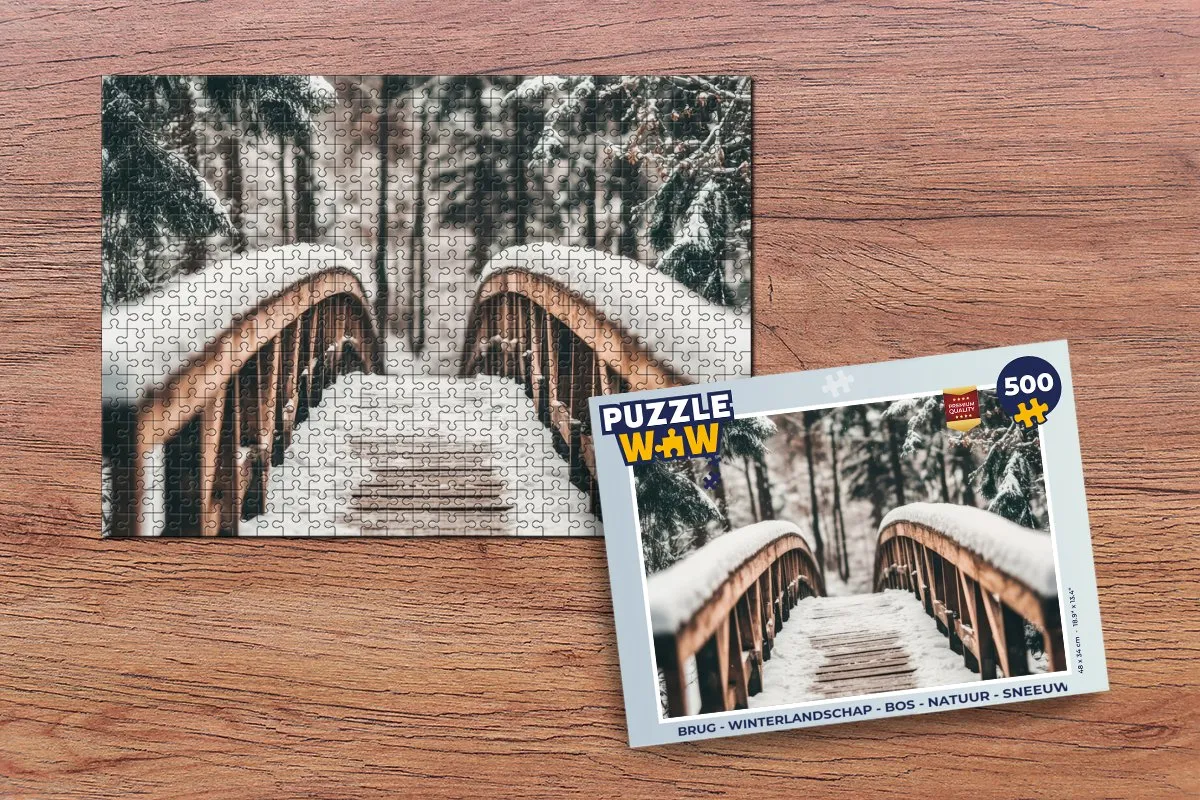 PuzzleWow Brug Winterlandschap Legpuzzel 500 Stuks - 8721166824911
