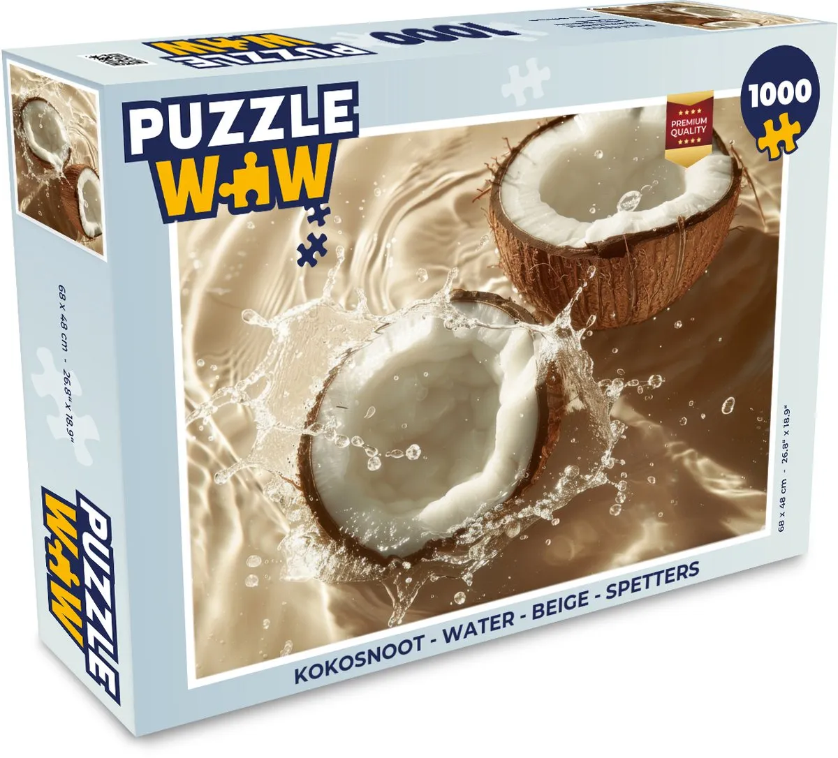 PuzzleWow Kokosnoot Legpuzzel 1000 Stuks - Beige
