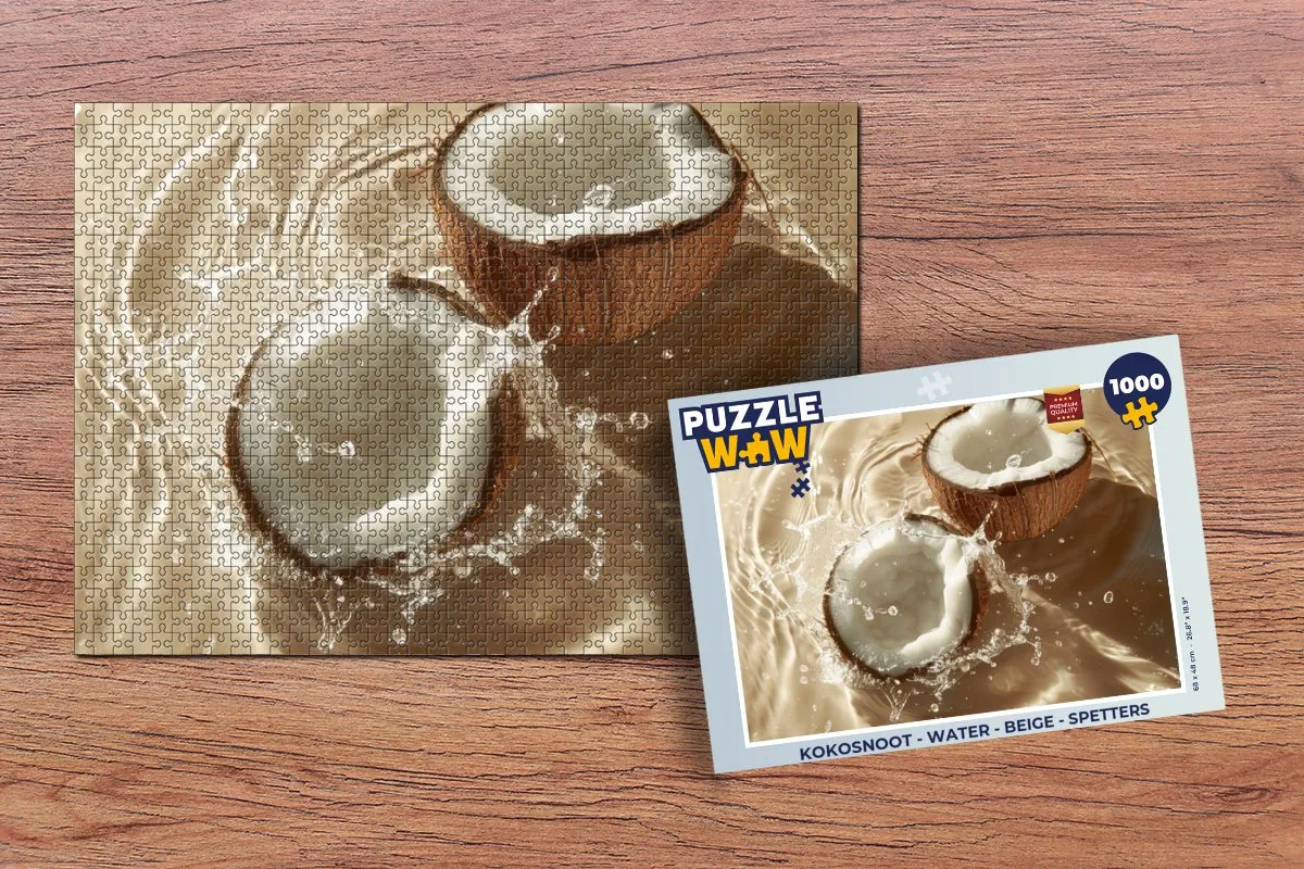 PuzzleWow Kokosnoot Legpuzzel 1000 Stuks - Beige