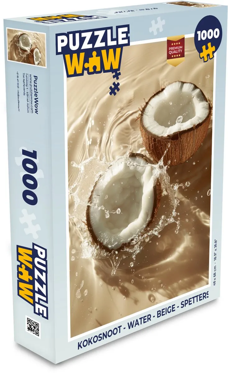 PuzzleWow Kokosnoot Legpuzzel 1000 Stuks - Beige