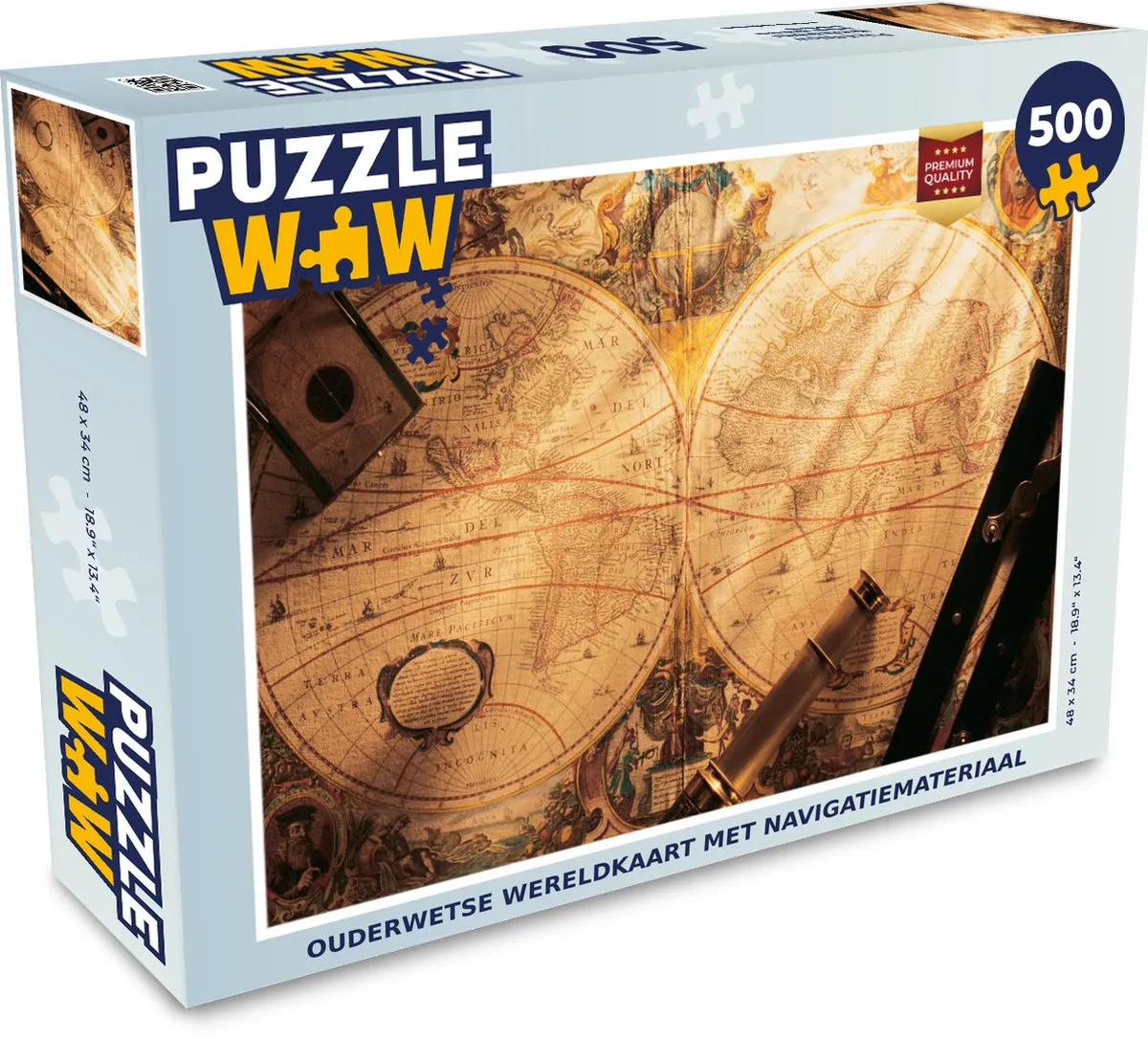 PuzzleWow Ouderwetse Wereldkaart Legpuzzel 500 Stuks