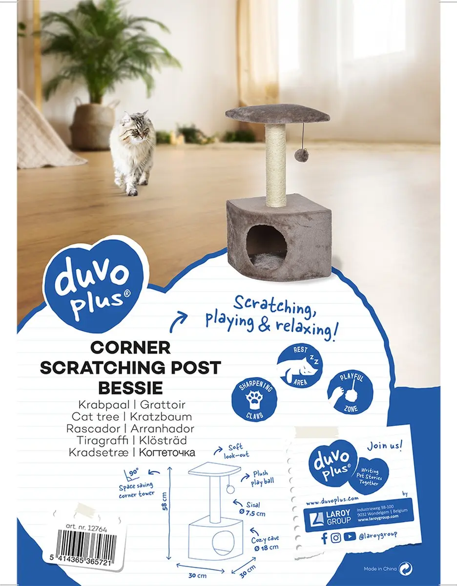 Duvo Hoek Krabpaal Bessie Bruin - Ø7.5cm