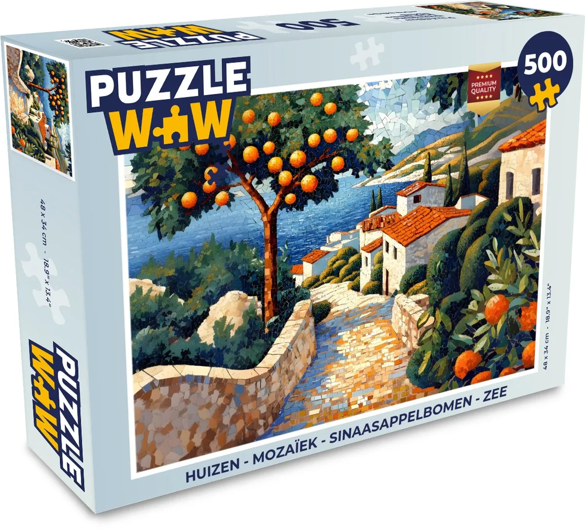PuzzleWow Huizen Mozaïek Puzzel 500 Stuks - Dorp/Zee