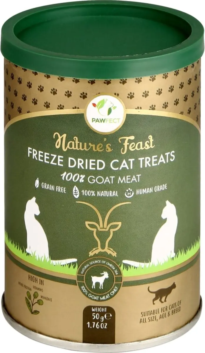 Pawfect Freeze Dried kattensnacks Geit 50 gr.