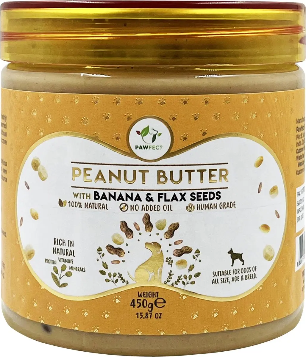 Pawfect Pindakaas voor de hond Banaan & Lijnzaad 275 gr.