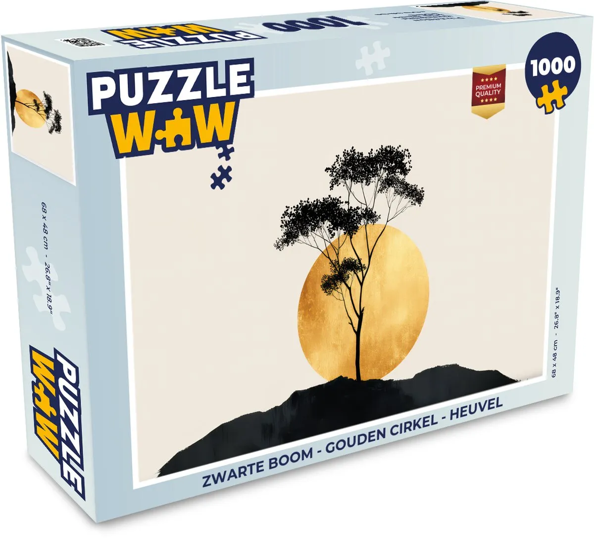 PuzzleWow Legpuzzel 1000 Stuks - Zwarte Boom met Gouden Cirkel