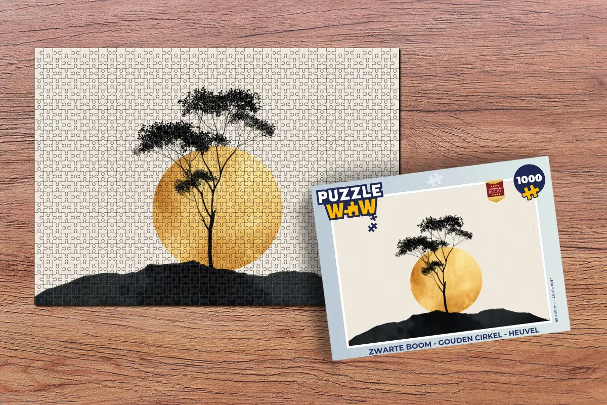 PuzzleWow Legpuzzel 1000 Stuks - Zwarte Boom met Gouden Cirkel