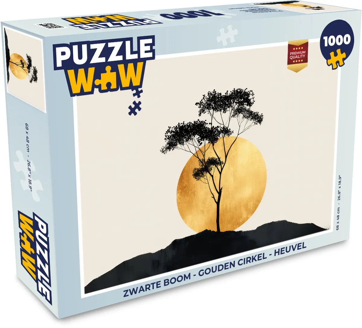 PuzzleWow Legpuzzel 1000 Stuks - Zwarte Boom met Gouden Cirkel