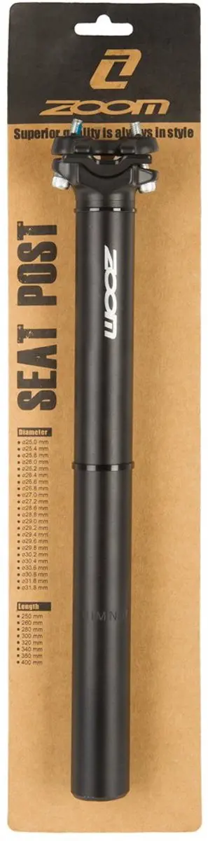 Zoom Zadelpen 27,2 x 350mm Aluminium - Zwart