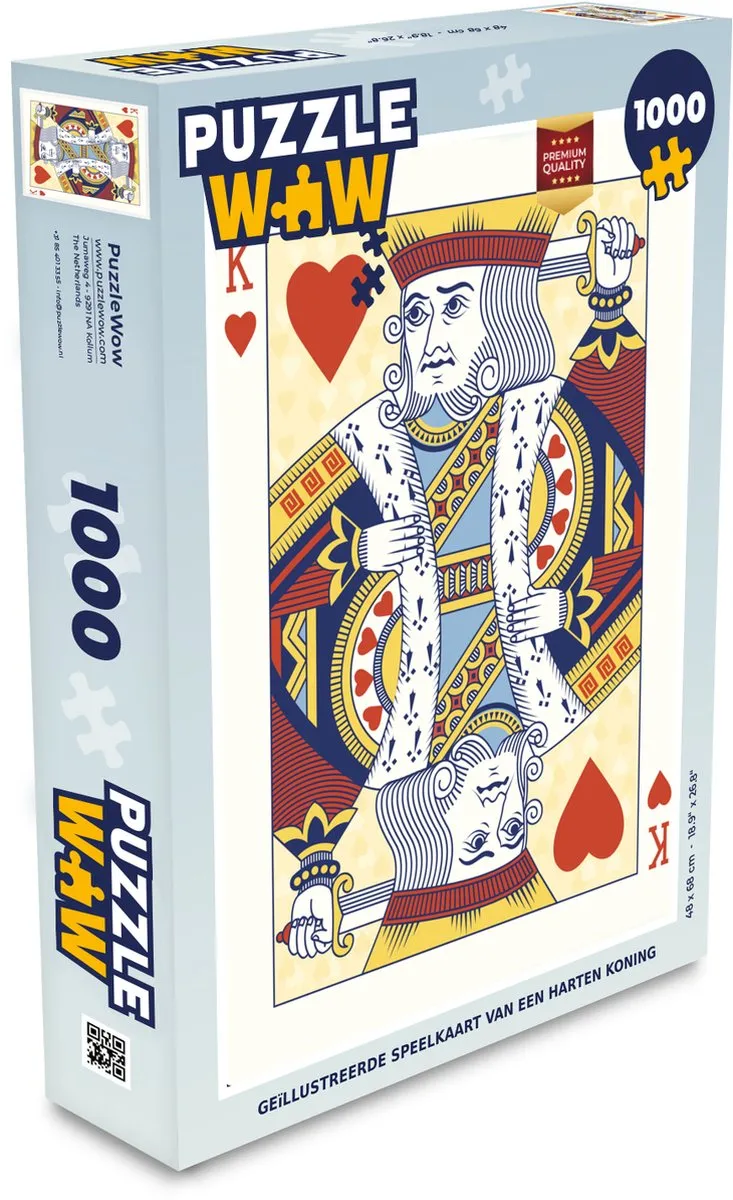 PuzzleWow Geïllustreerde Hartenkoning Legpuzzel 1000 Stuks