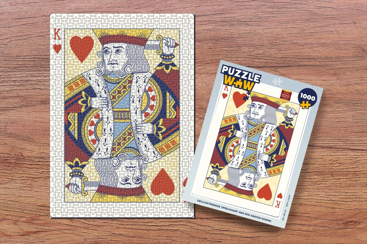 PuzzleWow Geïllustreerde Hartenkoning Legpuzzel 1000 Stuks - Multicolor