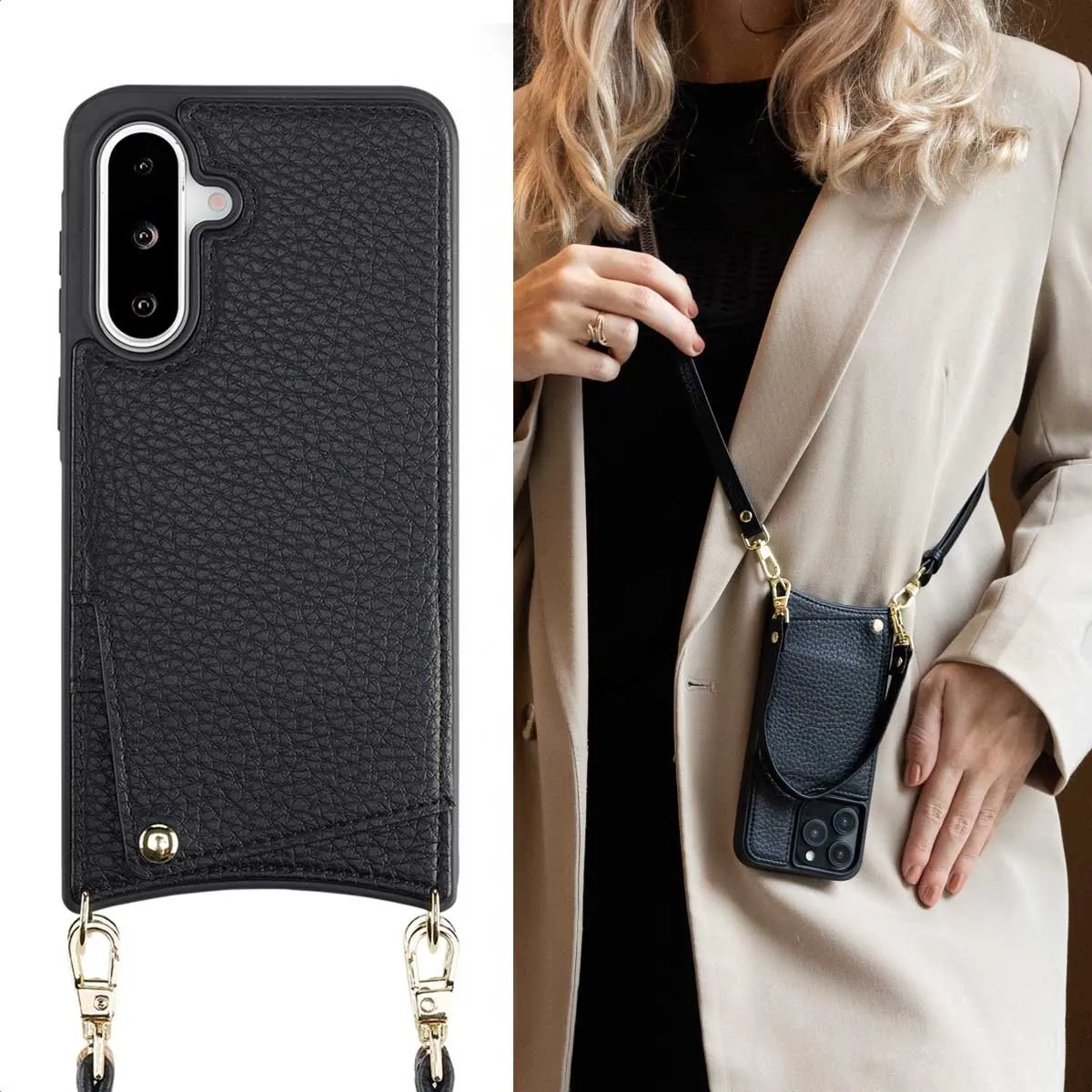 Selencia Hoesje Samsung Galaxy A36/A56 - 2 Pasjes - Zwart