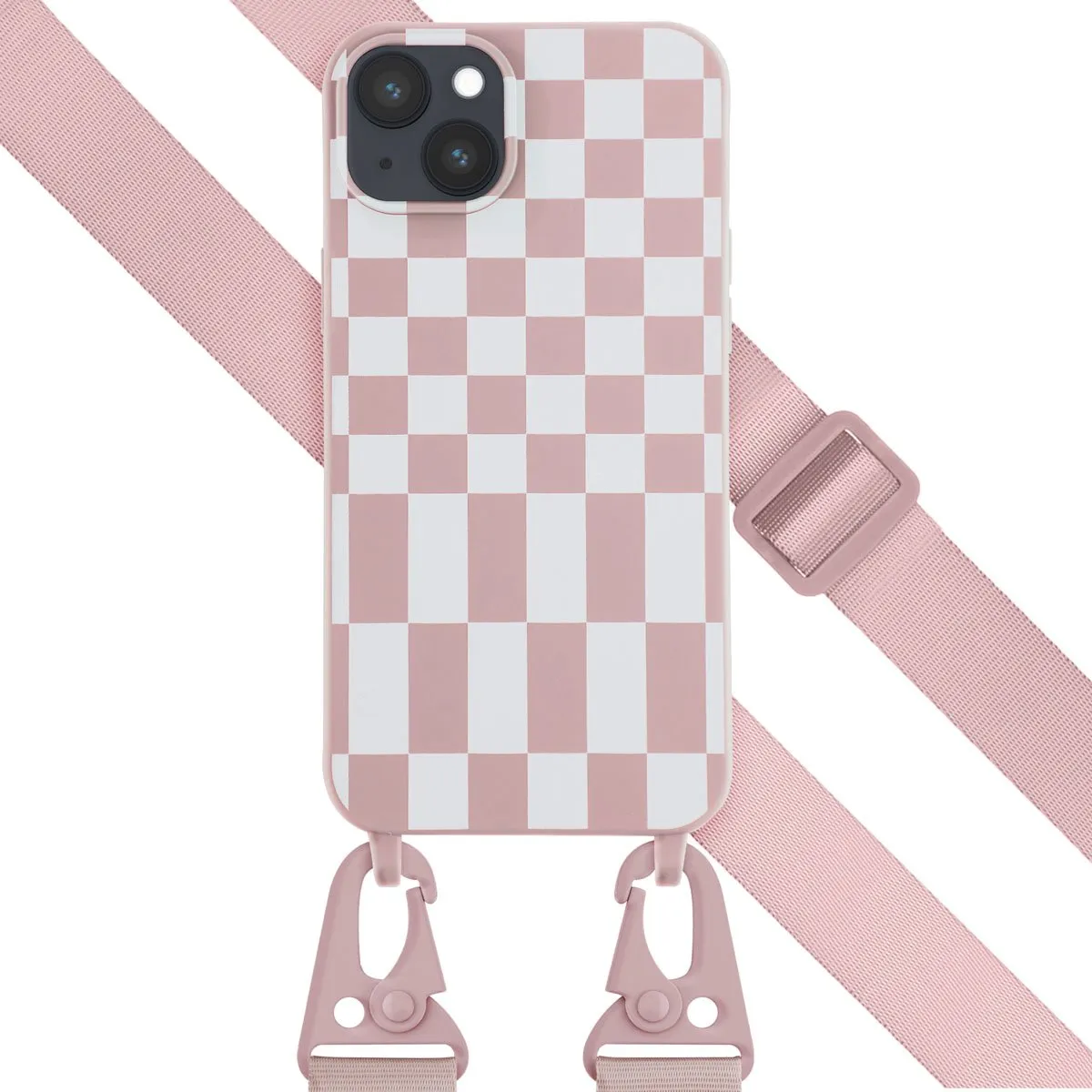 Selencia Hoesje iPhone 14 Plus Irregular Check Sand Pink