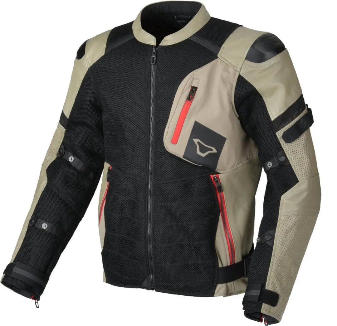Macna Olsan geperforeerd Motorfiets Leer/Textiel Jas -