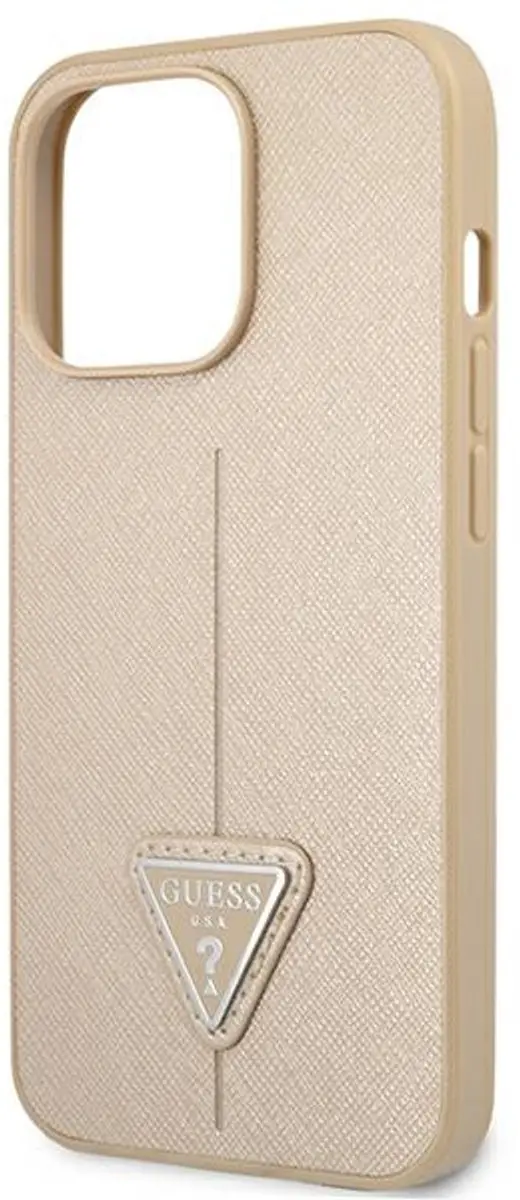 Guess Saffiano iPhone 14 Pro Hoes - Beige