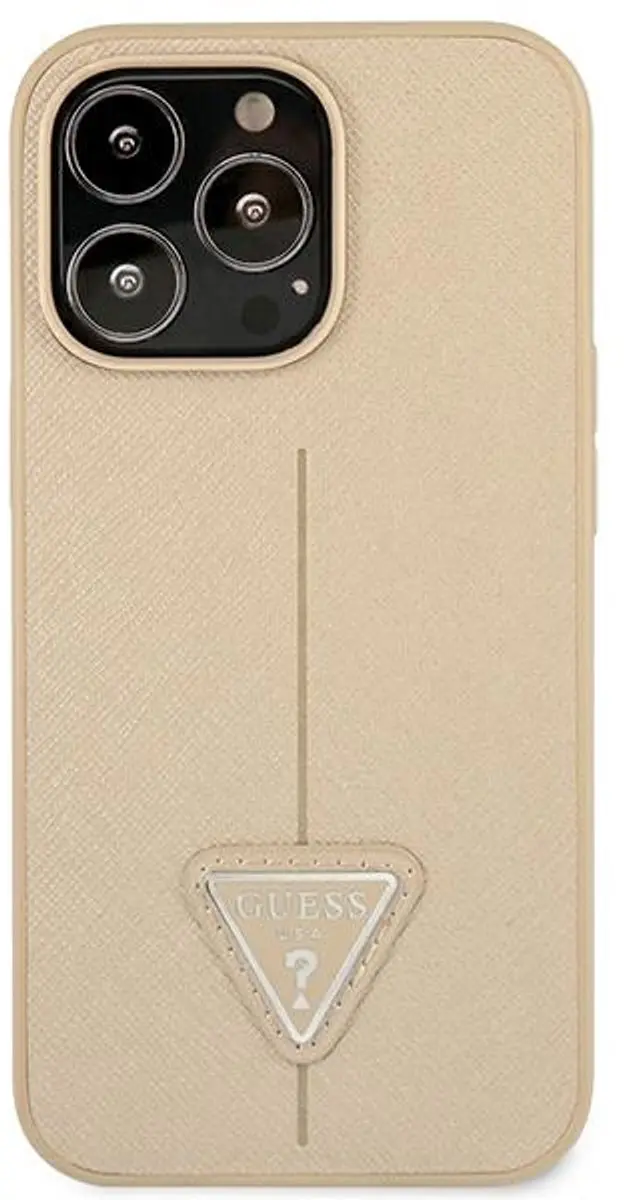 Guess Saffiano iPhone 14 Pro Hoes - Beige
