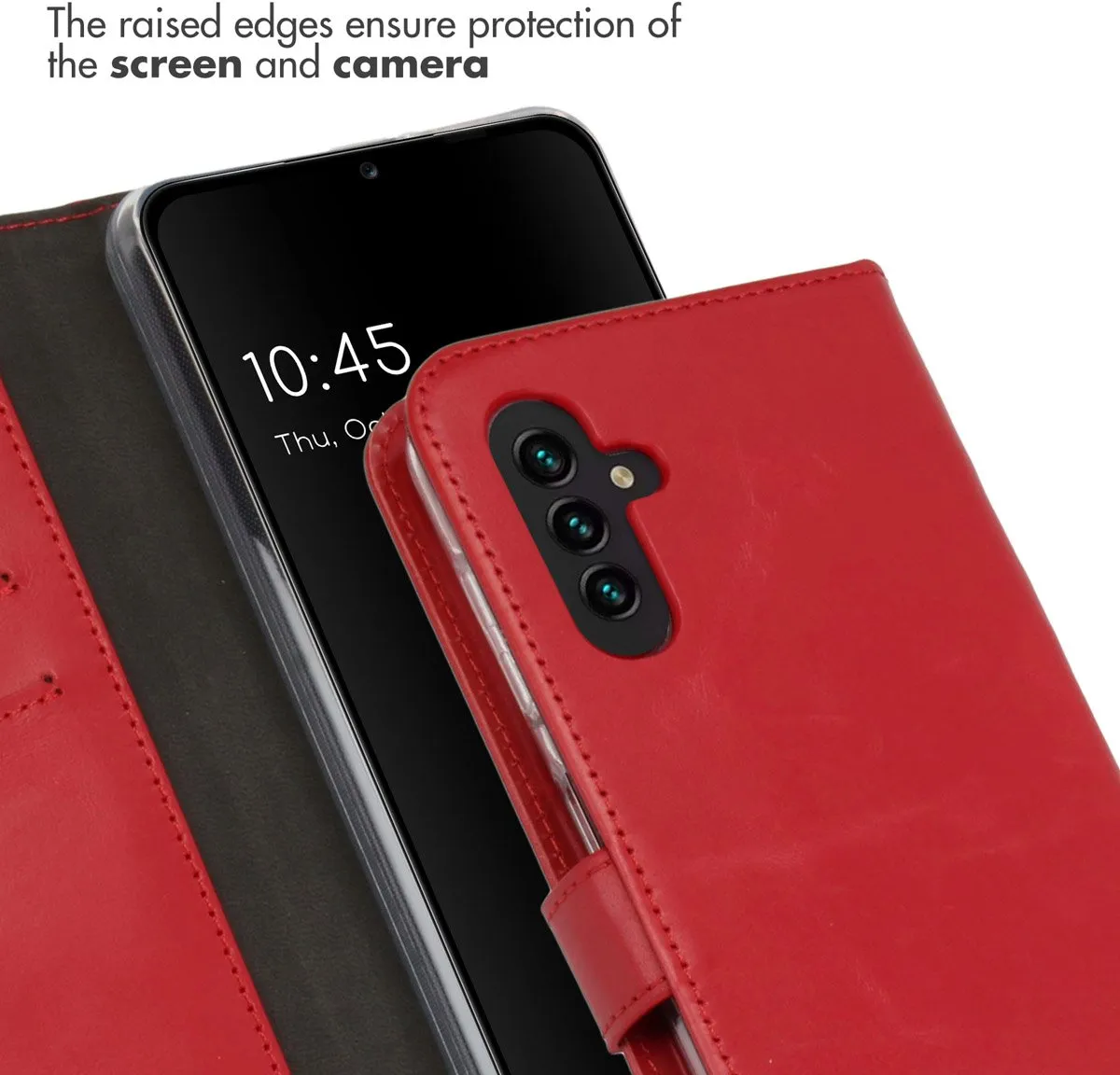 Selencia Hoesje Samsung Galaxy A13 5G/A04s - Rood Leder - 3 Pasjes