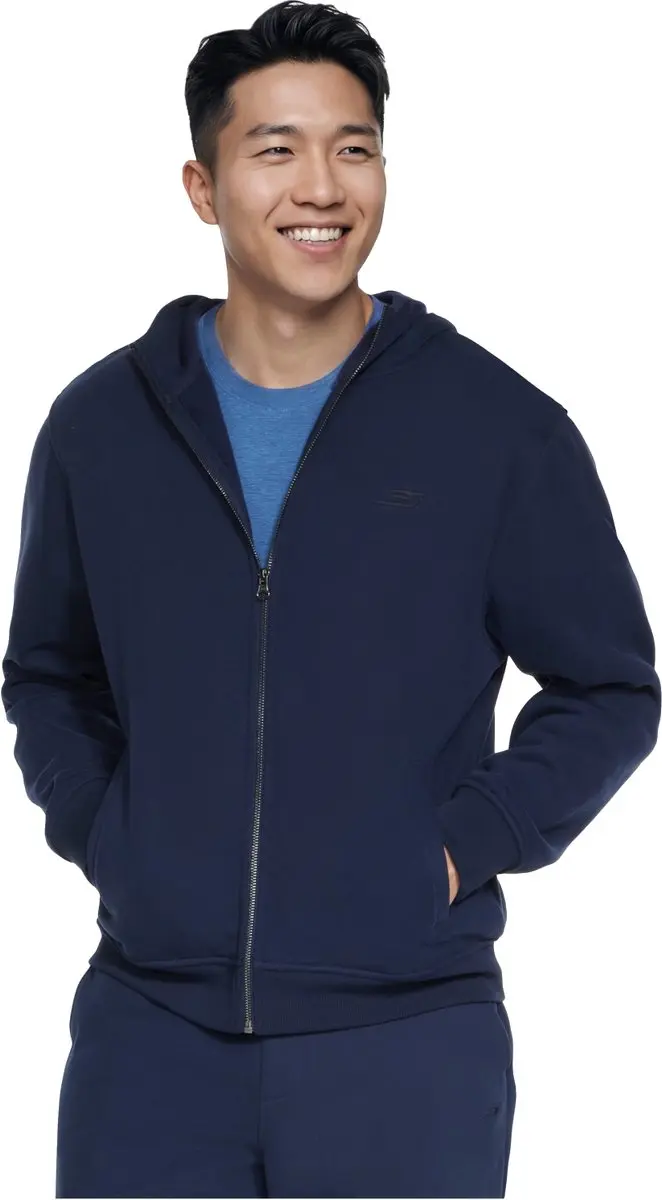 Skechers Max Soft Full Zip Hoodie, Mannen, Marineblauw, Sweatshirt, maat: L