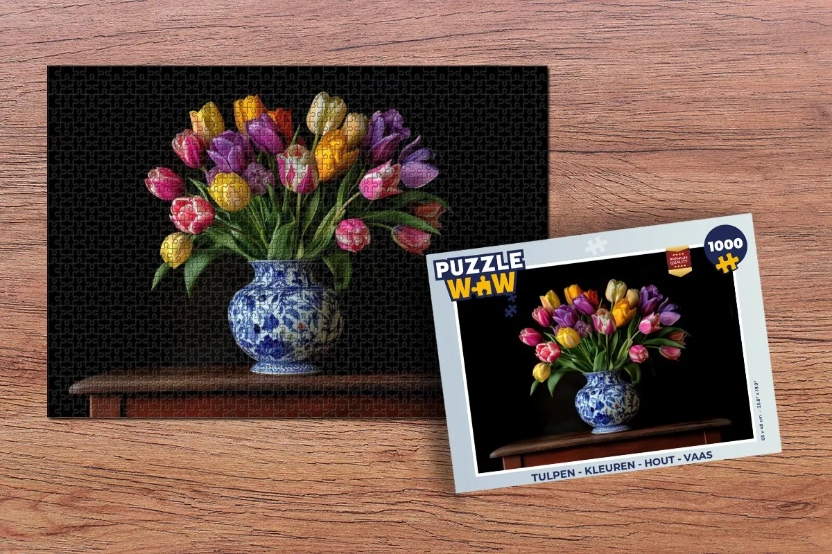 PuzzleWow Tulpen Legpuzzel 1000 Stuks - Houten Puzzel - Kleurrijk