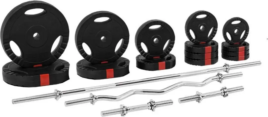 Gorilla Sports Halterbank 100kg met halterset - Zwart