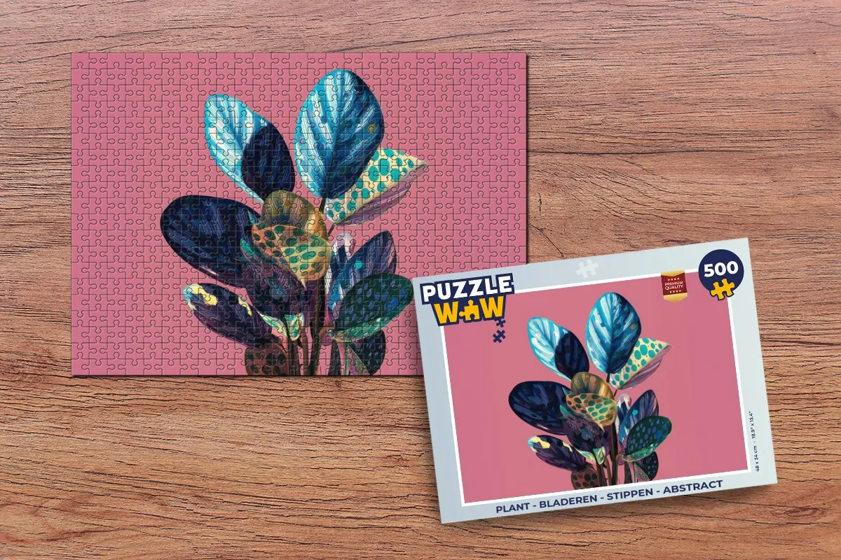 PuzzleWow Legpuzzel 500 Stuks - Bladeren Stippen Abstract