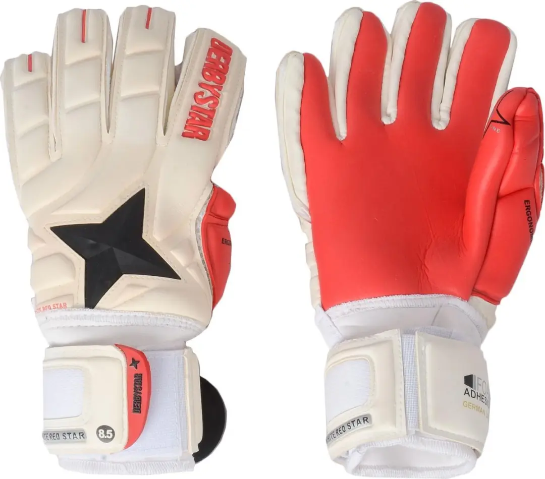 Derbystar APS White Red Star Keepershandschoenen Senior Keepershandschoenen