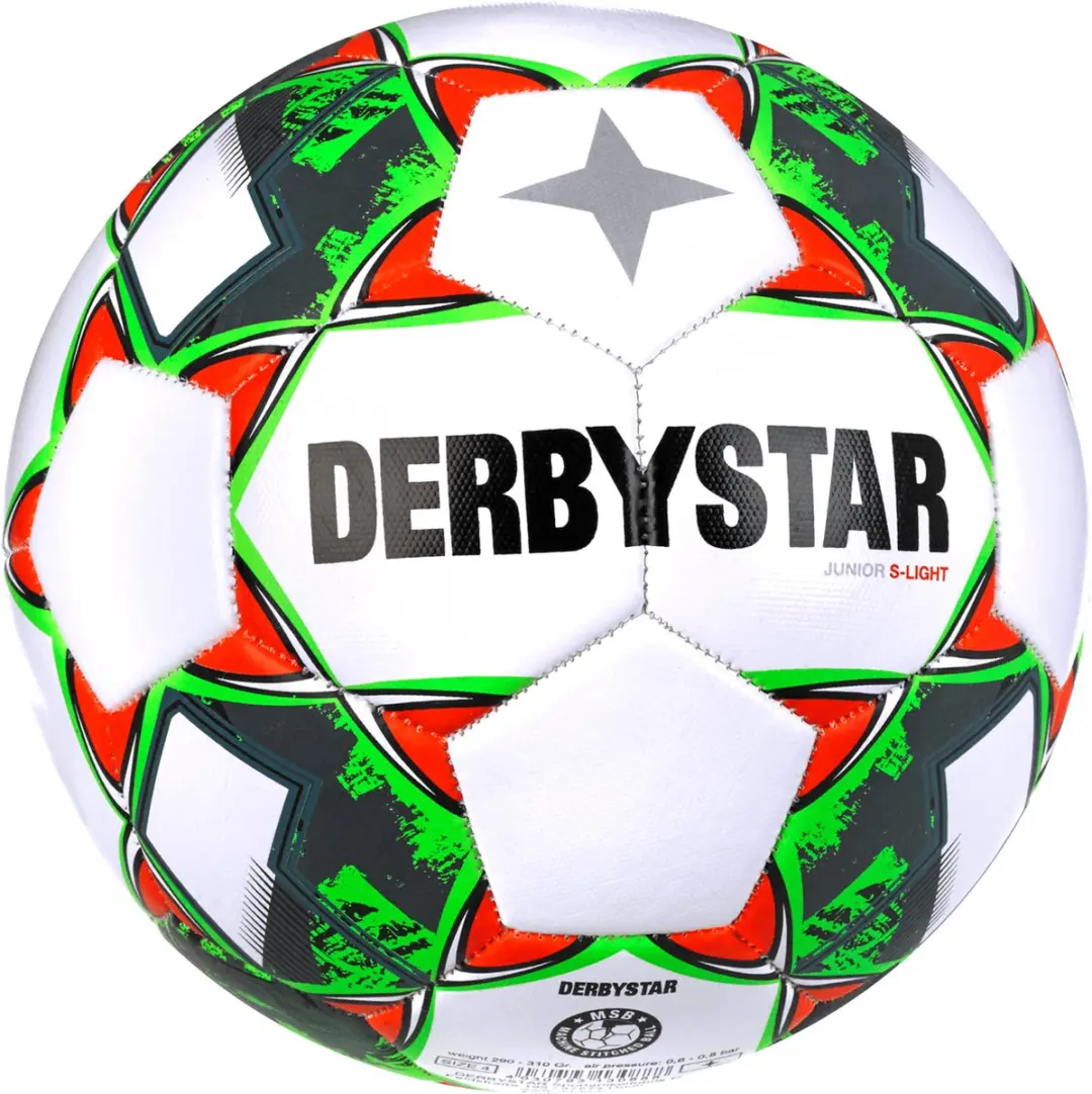Derbystar Junior S-Light V23 Voetbal - Maat 5 - Wit/Groen/Rood