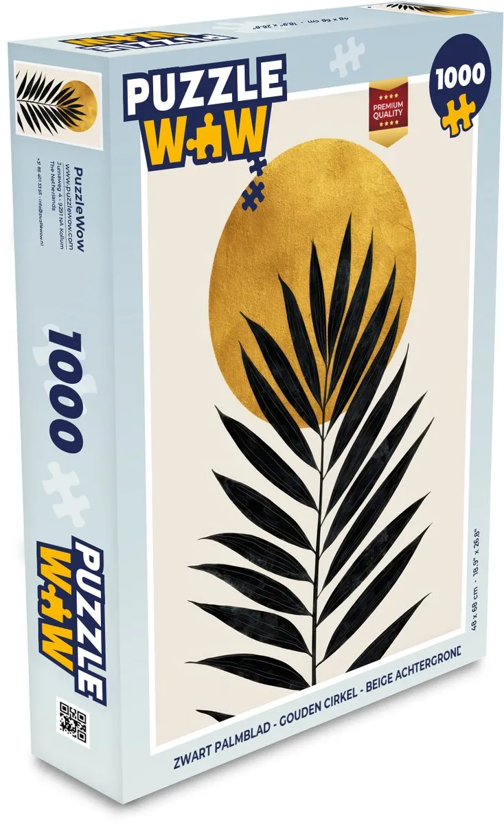 PuzzleWow Legpuzzel 1000 Stuks - Palmblad met Gouden Cirkel