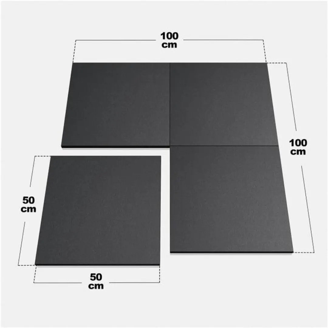 Gorilla Sports Rubber Vloermatten 50x50cm - 4 Stuks - Zwart