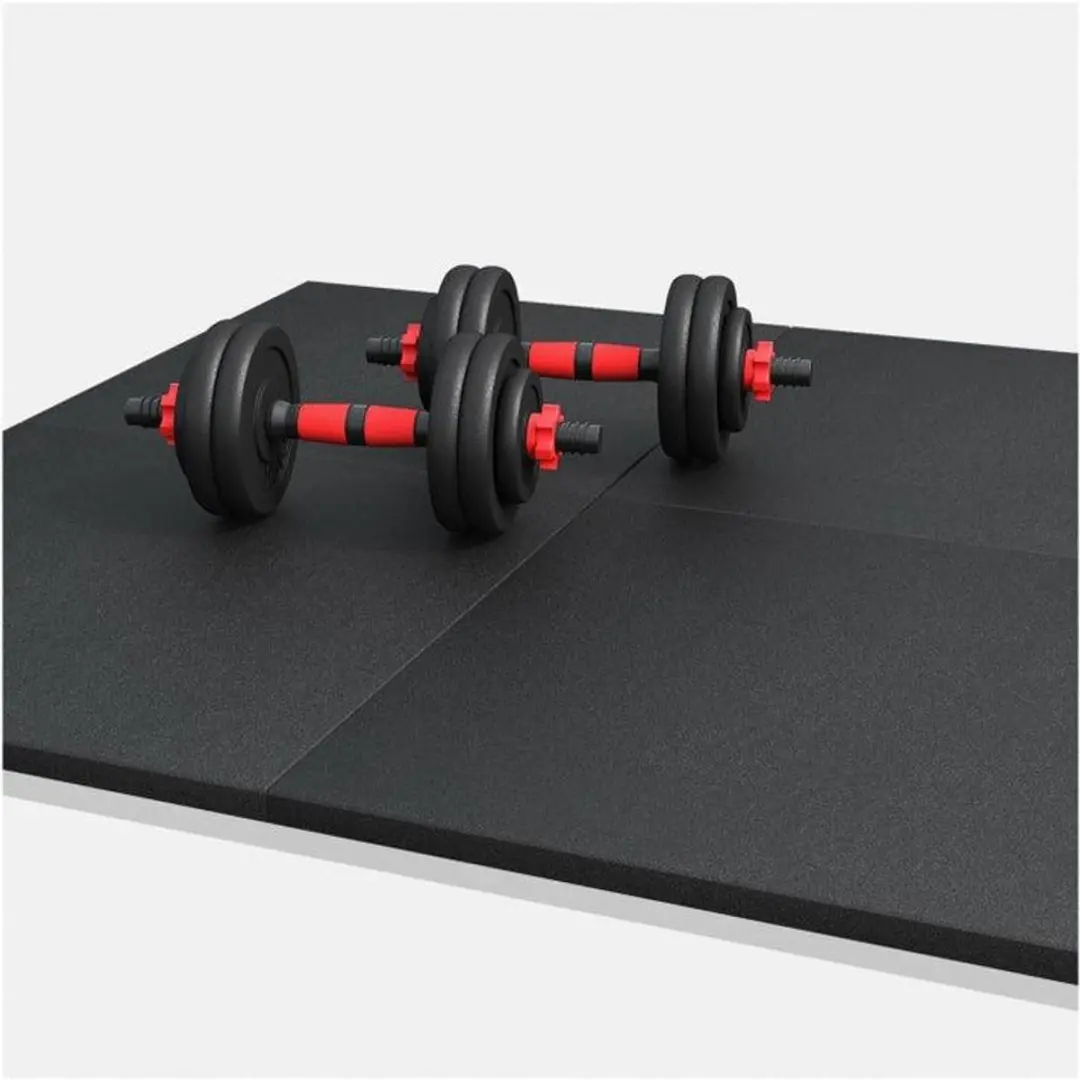 Gorilla Sports Rubber Vloermatten 50x50cm - 4 Stuks - Zwart