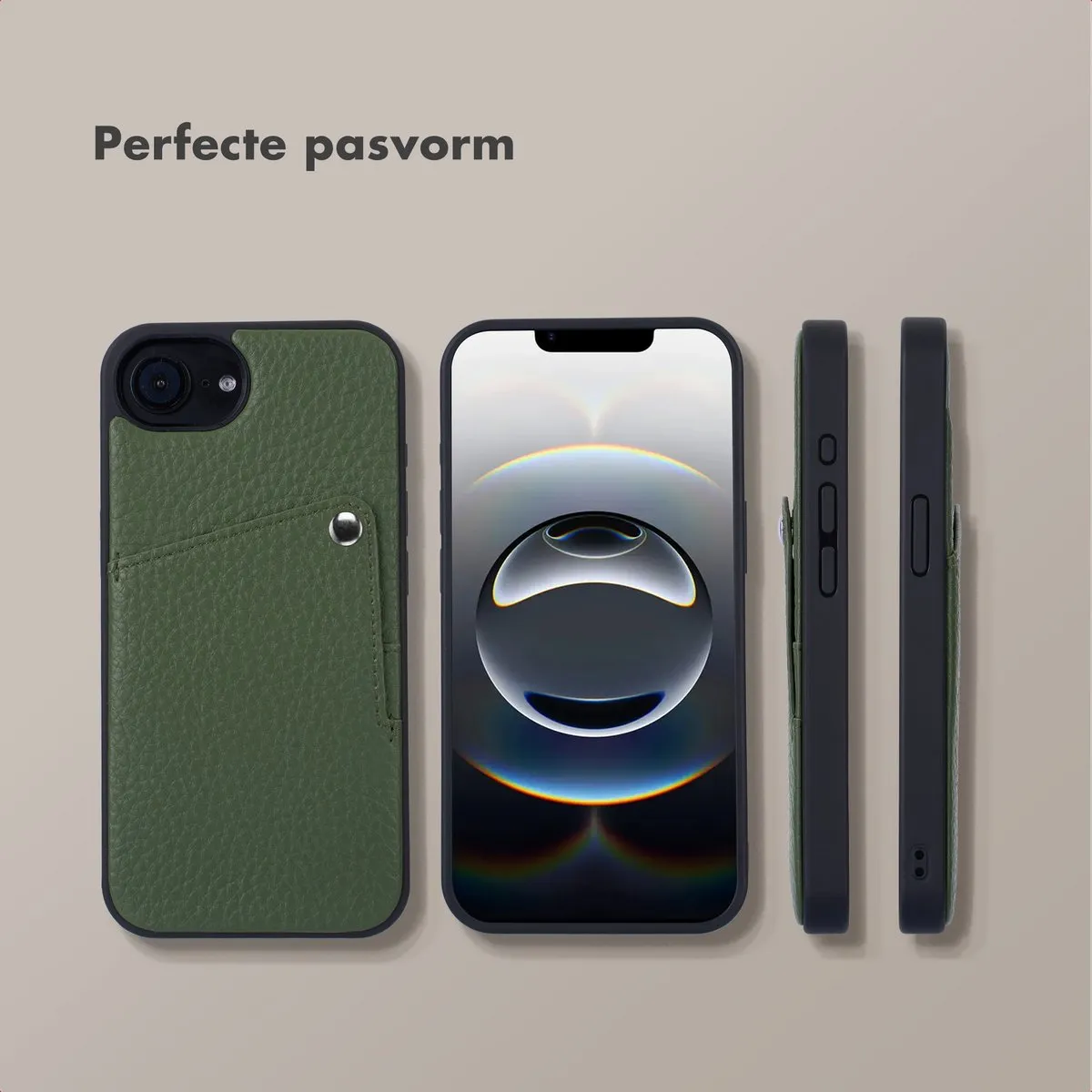 Selencia Hoesje iPhone 16e Sage Green - 2 Pashouders