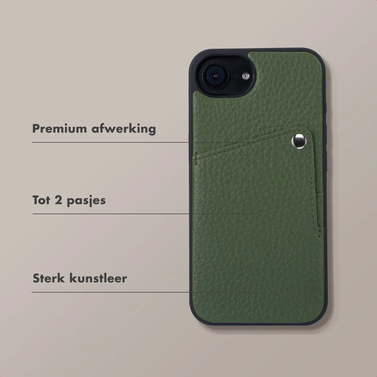 Selencia Hoesje iPhone 16e Sage Green - 2 Pashouders